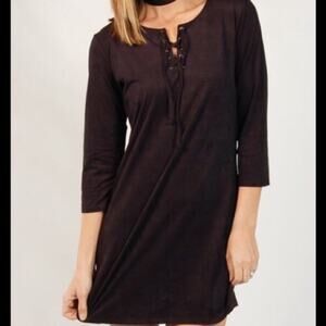 Olive & Oak black dress lace up 3/4 length sleeves Small